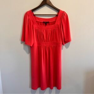 BCBGMaxAzria L Women's Black Square Neck Elastic Waist Knit Dress Short Sleeve